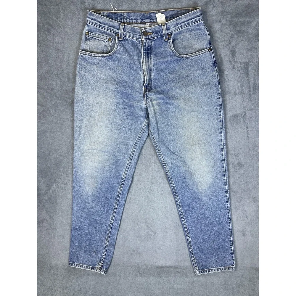 Vintage Levis 545 Jeans Mens 34x32 Blue Taper Loose Fit Medium Wash Brown Tab